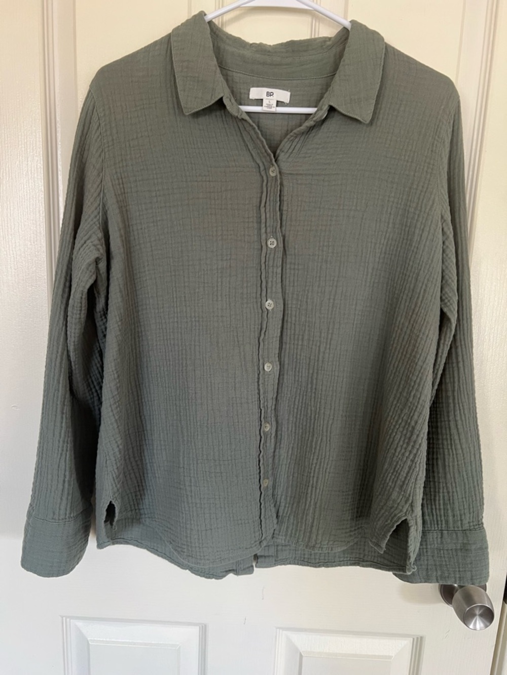 BP Green Gauze Button Down Shirt Large Cotton Lightweight Nordstrom